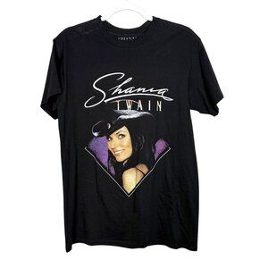 Shania Twain Short Sleeve Crewneck Tee Women M Black Graphic Casual‎ Streetwear